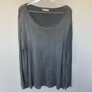 Entro Grey Cut Out Neck Long Sleeve Top